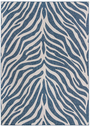Unique Loom Outdoor Safari Tsavo Machine Made Animal Print Rug Blue, Ivory 10' 0" x 14' 1"