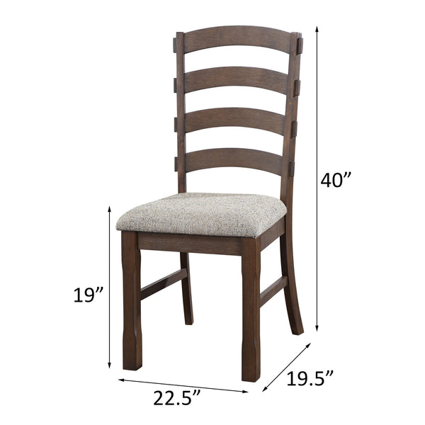 English Elm Grey Ladder Back Side Chairs Set Of 2 - Rustic Brown Finish, Comfortable Upholstered Seating For Any Decor B062P182764