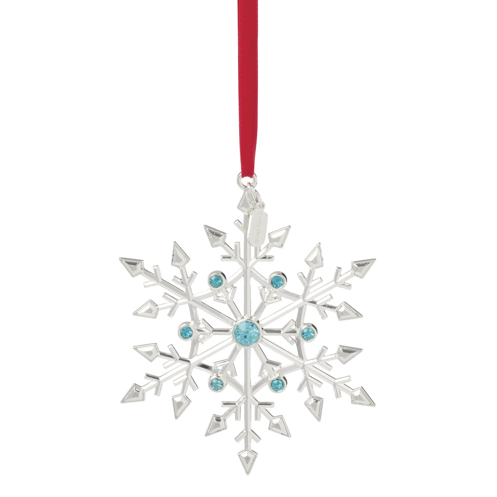 Lenox 2026 Silverplated Snowflake Keepsake Ornament with Blue Jeweled Accents Holiday Decor 898560