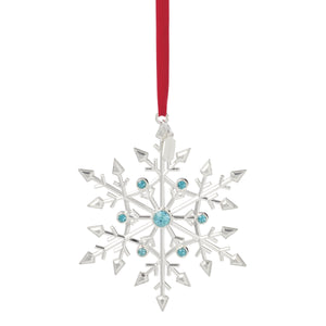 Lenox 2026 Silverplated Snowflake Keepsake Ornament with Blue Jeweled Accents Holiday Decor 898560