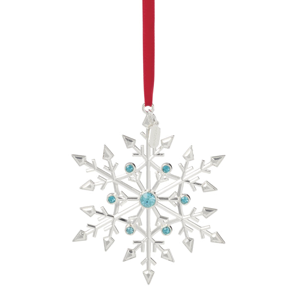 Lenox 2026 Silverplated Snowflake Keepsake Ornament with Blue Jeweled Accents Holiday Decor 898560
