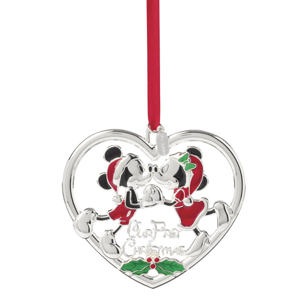 Lenox 2026 Dated Disney Keepsake Ornament Annual Holiday Collectible Gift with Gold Accents Licensed Silver 2026 Our 1st Christmas Mickey & Minnie Mouse Metal Ornament 898563