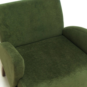 English Elm Lounge Accent Chair Velvet Upholstered Seat with Birch Legs for Compact Living Spaces Dark Green W2901P463303