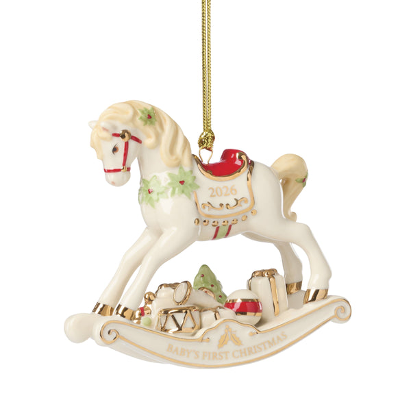 Lenox 2026 Dated Baby First Christmas Keepsake Ornament Vintage Rocking Horse Heirloom 898575