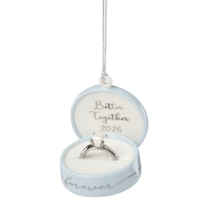 Lenox 2026 Lenox Porcelain Ring Box Ornament Engagement Keepsake with Silver Script 898580