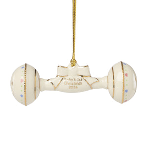 Lenox 2026 Baby's First Christmas Keepsake Rattle Ornament Gold Inscription Dated Collectible 898583