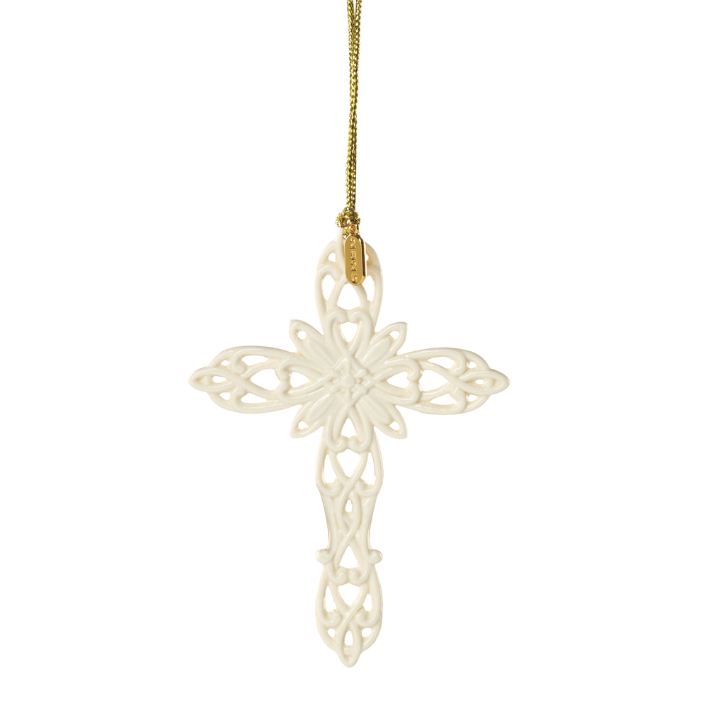 Lenox 2026 Porcelain Cross Ornament Sculpted Swirl Keepsake with Gold Charm Holiday Accent 898587