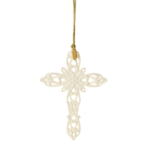 Lenox 2026 Porcelain Cross Ornament Sculpted Swirl Keepsake with Gold Charm Holiday Accent 898587