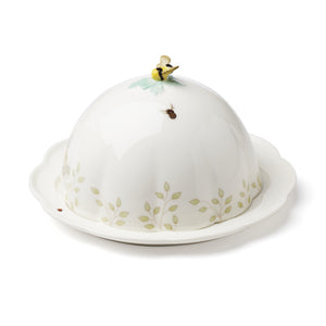 Lenox Butterfly Meadow Porcelain Beehive Butter Dish with Botanical and Floral Painted Detail 898630