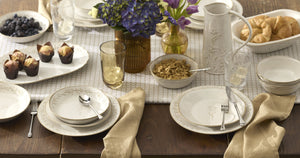 Lenox Homespun Stoneware Dinnerware Set with Thistle Relief Glaze for Rustic Farmhouse Table Style 16-Piece 898636