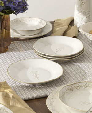 Lenox Homespun Stoneware Dinnerware Set with Thistle Relief Glaze for Rustic Farmhouse Table Style 16-Piece 898636