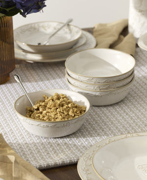 Lenox Homespun Stoneware Dinnerware Set with Thistle Relief Glaze for Rustic Farmhouse Table Style 16-Piece 898636