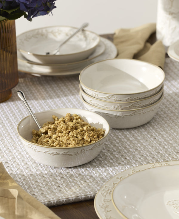 Lenox Homespun Stoneware Dinnerware Set with Thistle Relief Glaze for Rustic Farmhouse Table Style 16-Piece 898636