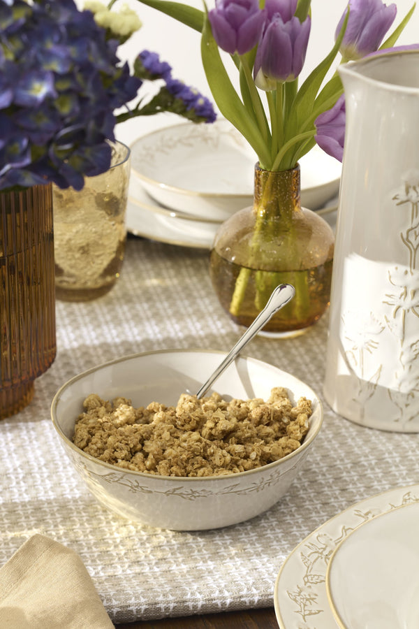 Lenox Homespun Stoneware Dinnerware Set with Thistle Relief Glaze for Rustic Farmhouse Table Style 16-Piece 898636