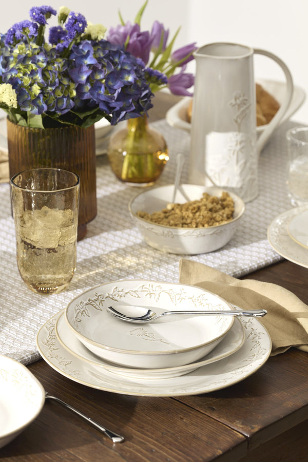 Lenox Homespun Stoneware Dinnerware Set with Thistle Relief Glaze for Rustic Farmhouse Table Style 16-Piece 898636