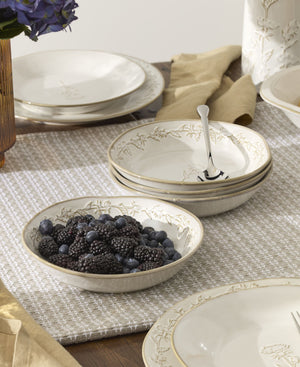Lenox Homespun Stoneware Dinnerware Set with Thistle Relief Glaze for Rustic Farmhouse Table Style 16-Piece 898636