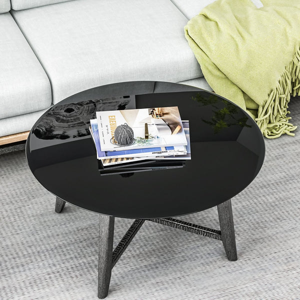 English Elm 32" Round Tempered Glass Table Top - Sleek Black Surface With Beveled Edge For Modern Style & Durability W241P248371