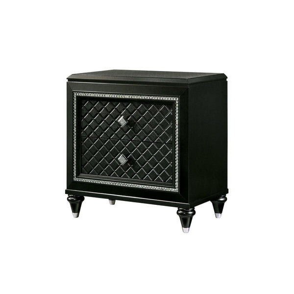 English Elm 2 Drawer Nightstand with Ample Storage and Inset Handles, Contemporary Wooden Bedside Table with Sturdy Legs and Wide Display Top Metallic Grey B016P251578