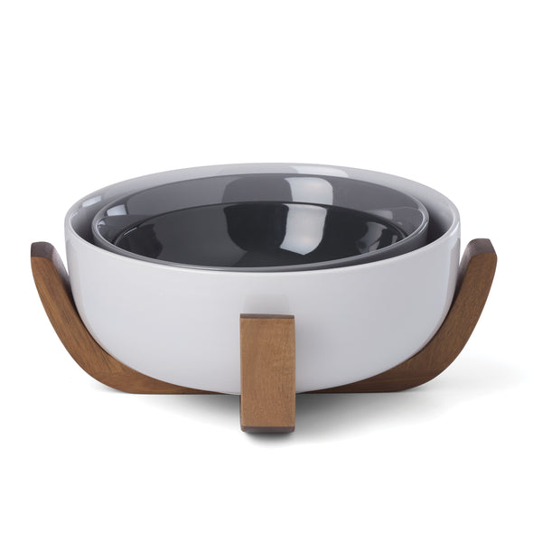 Lenox 24 Seven Colors Porcelain Nesting Bowl Set with Ombre Gradient and Wooden Trivet Stand Pumice 898656