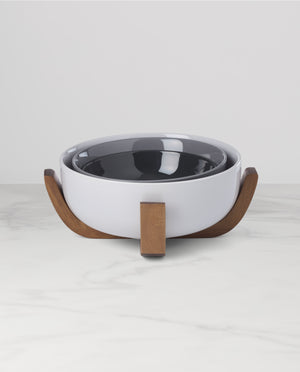 Lenox 24 Seven Colors Porcelain Nesting Bowl Set with Ombre Gradient and Wooden Trivet Stand Pumice 898656