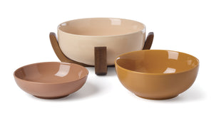 Lenox 24 Seven Colors Porcelain Nesting Bowl Set with Ombre Gradient and Wooden Trivet Stand Sunbaked 898657