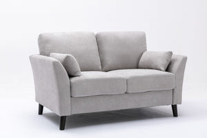 English Elm Damian Woven Fabric Sofa and Loveseat Set with Solid Wood Legs for Living Rooms B061S00605