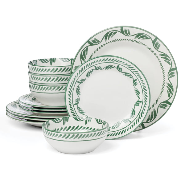 Lenox Solear Oneida Stoneware Dinnerware Set Artisan Brushstroke Motifs for Everyday Dining Service Green 898737