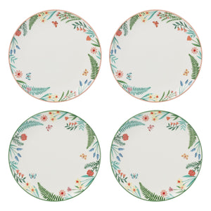 Lenox First Blooms Porcelain Accent Plates Set of 4 with Floral Butterfly Spring Motifs 898739