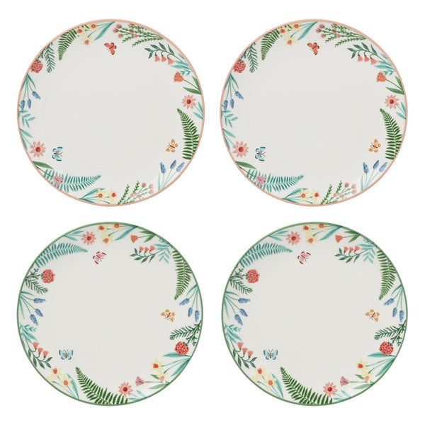 Lenox First Blooms Porcelain Accent Plates Set of 4 with Floral Butterfly Spring Motifs 898739