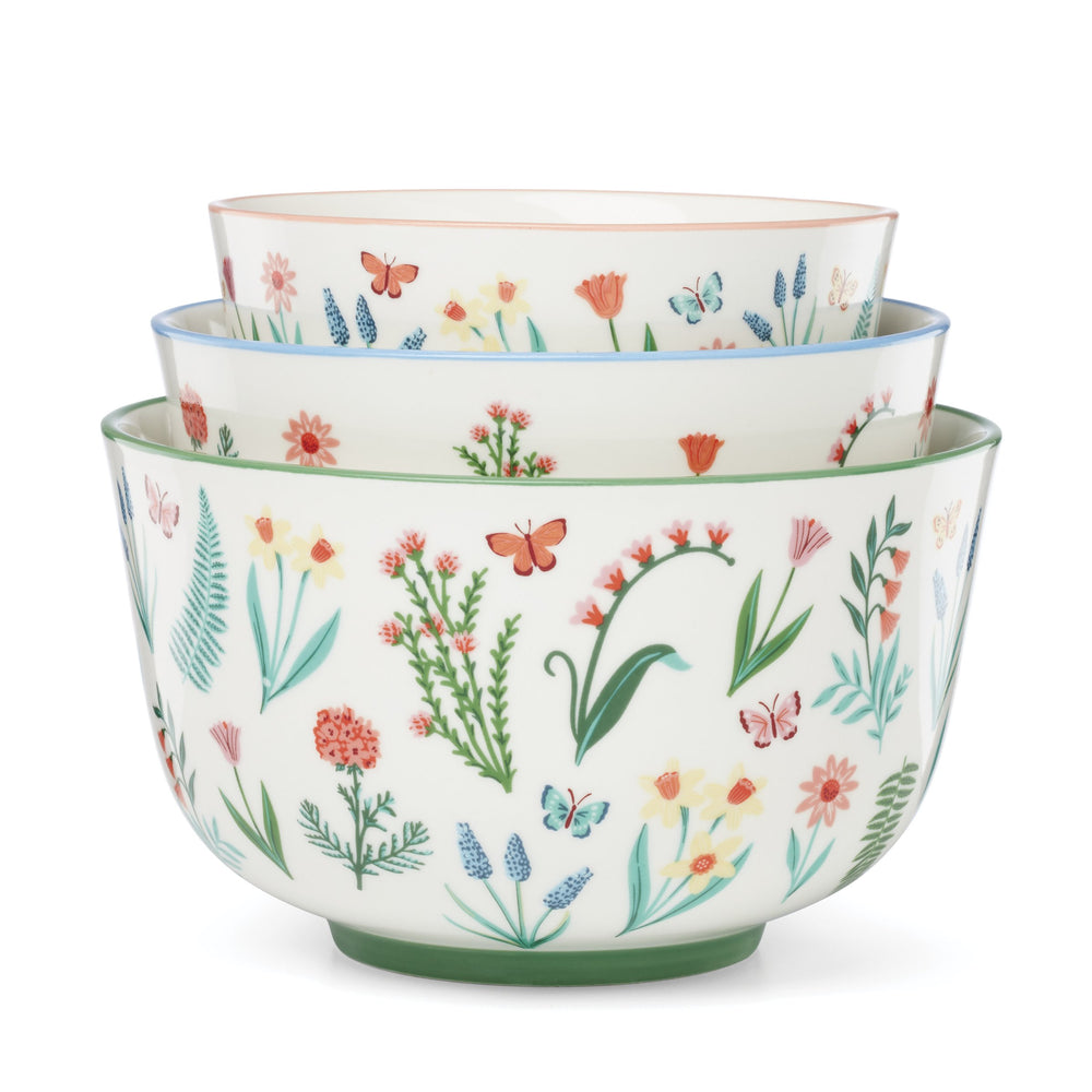 Lenox First Blooms Porcelain Nesting Bowl Set Floral Butterfly Spring Kitchen Decor 898742