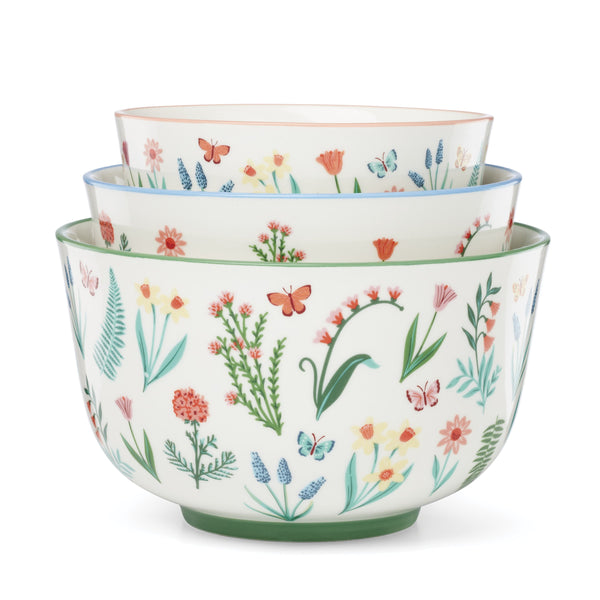 Lenox First Blooms Porcelain Nesting Bowl Set Floral Butterfly Spring Kitchen Decor 898742