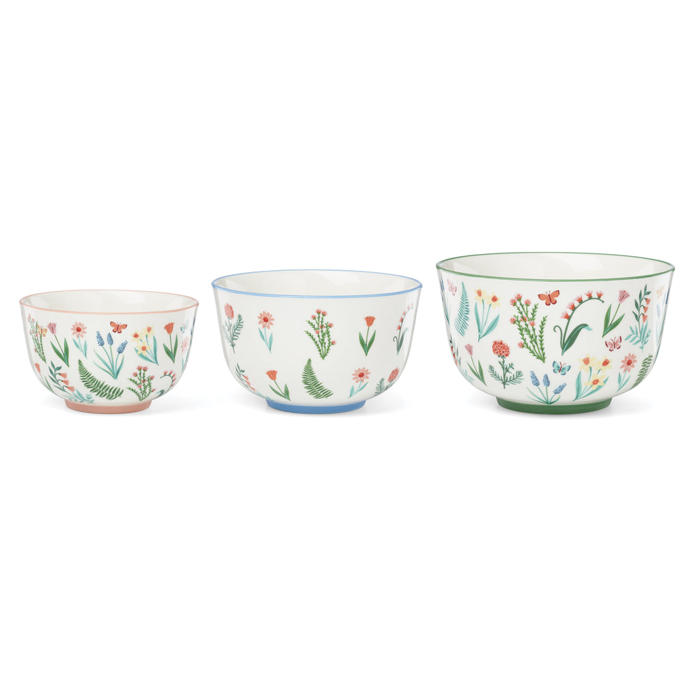 Lenox First Blooms Porcelain Nesting Bowl Set Floral Butterfly Spring Kitchen Decor 898742