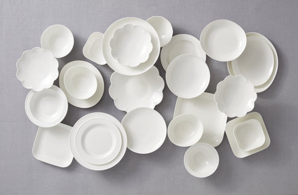 Lenox Studio 1414 Bone China Coupe Dinnerware Set Rimless Profile Bright White Gloss Modern Table 12-Piece 898745