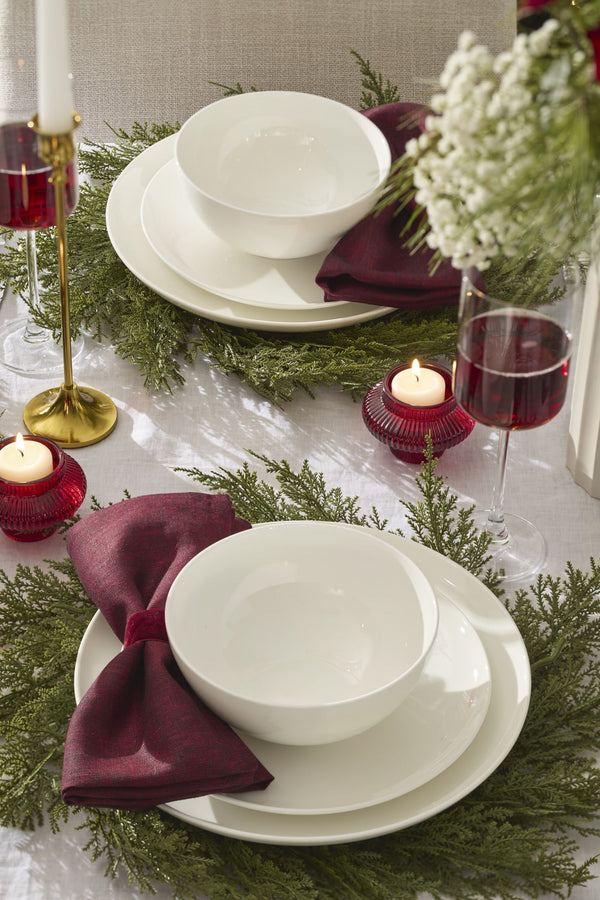 Lenox Studio 1414 Bone China Coupe Dinnerware Set Rimless Profile Bright White Gloss Modern Table 16-Piece 898746