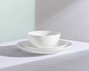 Lenox Studio 1414 Bone China Coupe Dinnerware Set Rimless Profile Bright White Gloss Modern Table 12-Piece 898745