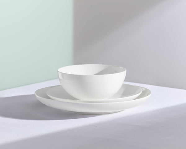 Lenox Studio 1414 Bone China Coupe Dinnerware Set Rimless Profile Bright White Gloss Modern Table 12-Piece 898745