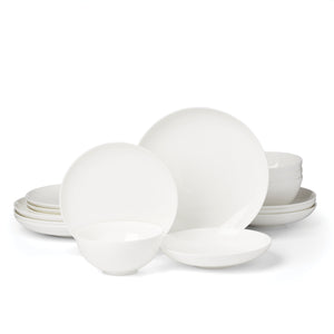 Lenox Studio 1414 Bone China Coupe Dinnerware Set Rimless Profile Bright White Gloss Modern Table 16-Piece 898746