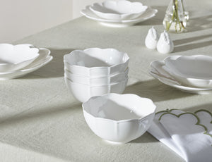 Lenox Studio 1414 Bone China Dinnerware Set Scalloped Edge Elegant Gloss Finish for Everyday Dining Curve 12-Piece 898753