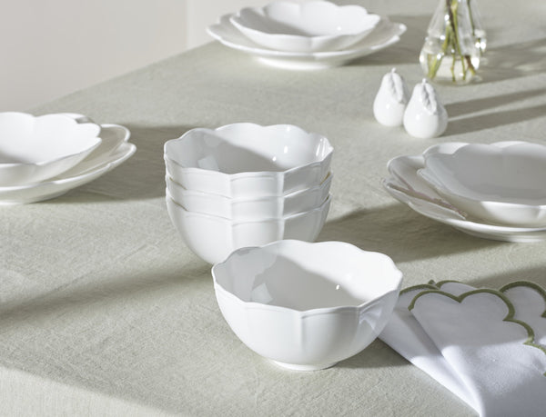 Lenox Studio 1414 Bone China Dinnerware Set Scalloped Edge Elegant Gloss Finish for Everyday Dining Curve 12-Piece 898753