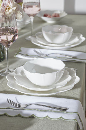 Lenox Studio 1414 Bone China Dinnerware Set Scalloped Edge Elegant Gloss Finish for Everyday Dining Curve 12-Piece 898753