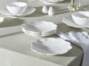 Lenox Studio 1414 Bone China Dinnerware Set Scalloped Edge Elegant Gloss Finish for Everyday Dining Curve 12-Piece 898753