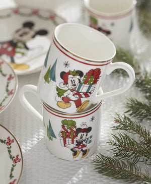 Lenox Disney Mickey and Minnie Holiday Porcelain Dessert Plates Festive 12 Piece Set 898776