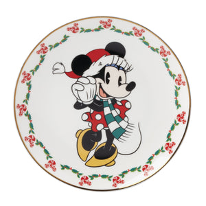 Lenox Disney Mickey and Minnie Holiday Porcelain Dessert Plates Festive 12 Piece Set 898776