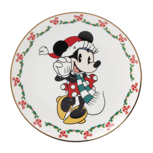 Lenox Disney Mickey and Minnie Holiday Porcelain Dessert Plates Festive 12 Piece Set 898776