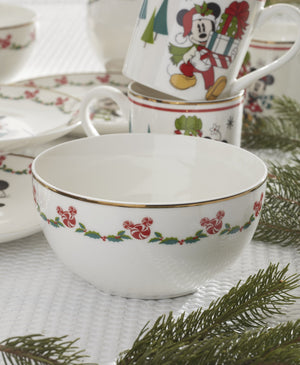 Lenox Disney Mickey and Minnie Holiday Porcelain Dessert Plates Festive 12 Piece Set 898776