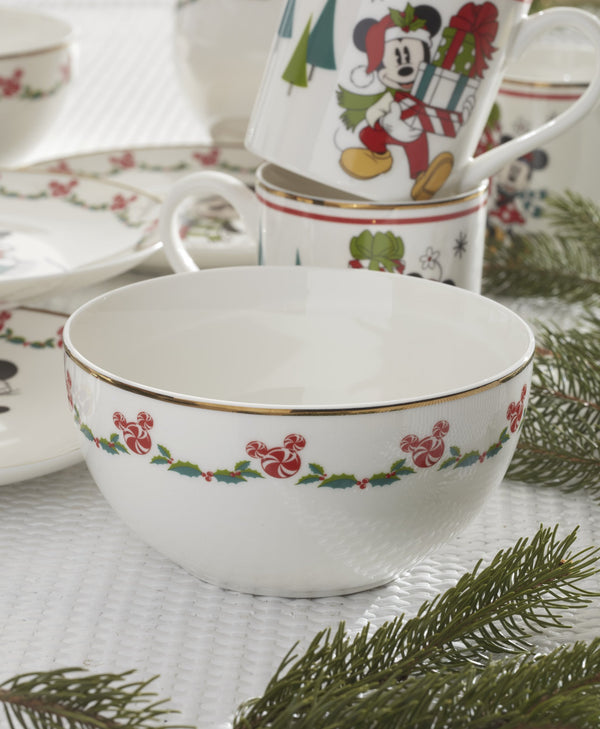 Lenox Disney Mickey and Minnie Holiday Porcelain Dessert Plates Festive 12 Piece Set 898776
