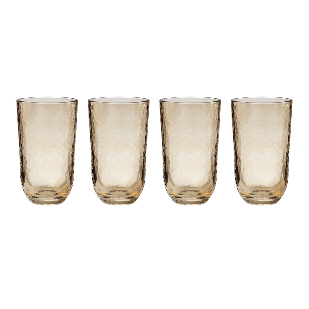 Lenox Homespun Amber Mouth-blown Artisan Tall Drinking Glasses Set of 4 Organic Form 898786