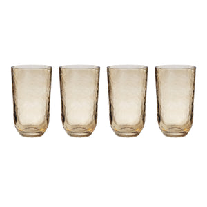 Lenox Homespun Amber Mouth-blown Artisan Tall Drinking Glasses Set of 4 Organic Form 898786