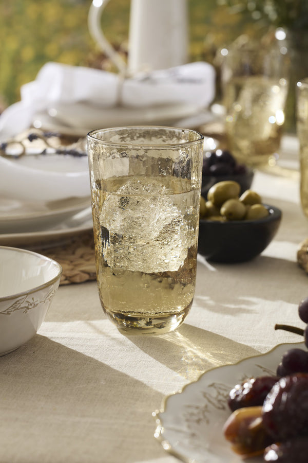 Lenox Homespun Amber Mouth-blown Artisan Tall Drinking Glasses Set of 4 Organic Form 898786