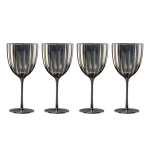 Lenox Curva Luxe Mouth-blown Smoky Wine Glasses Artisan Scalloped Set for Elegant Dining 898790